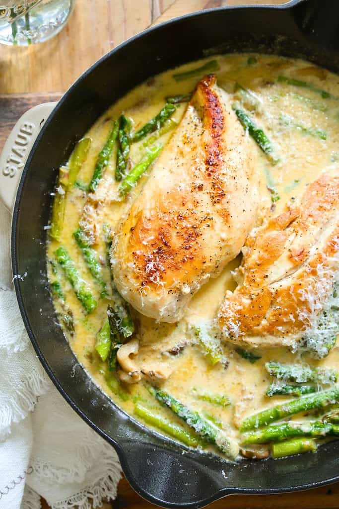 Rustic Chicken with Asparagus and Mushrooms. - Healthy Elizabeth